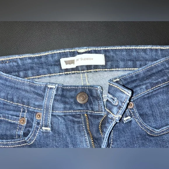 Levi's Classic Blue Super Low Flare Jeans - Picture 4 of 6